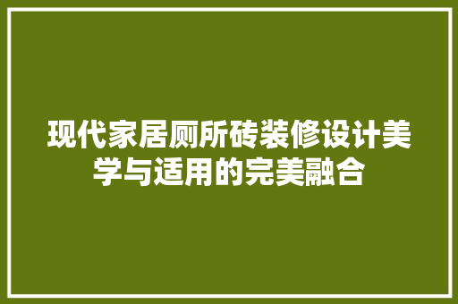 现代家居厕所砖装修设计美学与适用的完美融合  第1张