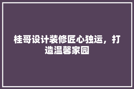 桂哥设计装修匠心独运，打造温馨家园