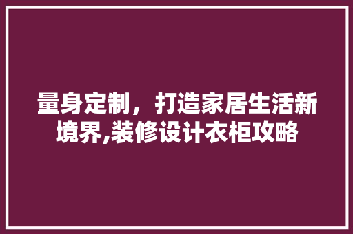 量身定制，打造家居生活新境界,装修设计衣柜攻略