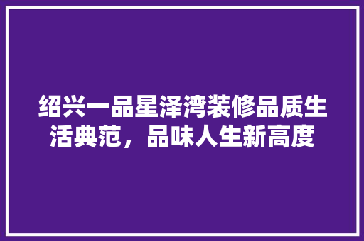 绍兴一品星泽湾装修品质生活典范，品味人生新高度