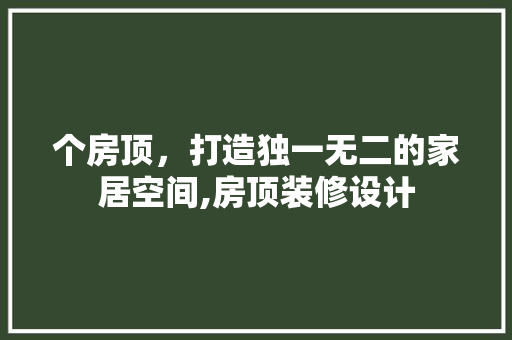 个房顶，打造独一无二的家居空间,房顶装修设计