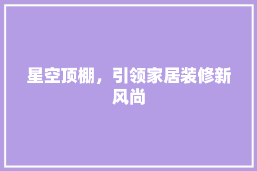 星空顶棚，引领家居装修新风尚