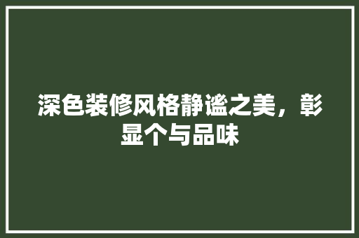 深色装修风格静谧之美，彰显个与品味