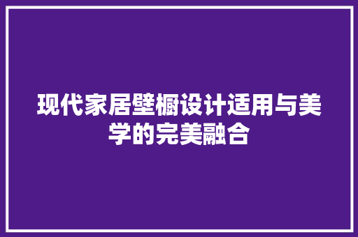现代家居壁橱设计适用与美学的完美融合