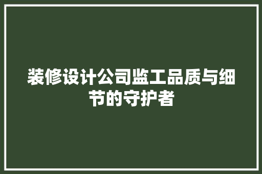 装修设计公司监工品质与细节的守护者  第1张
