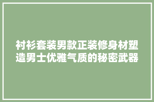 衬衫套装男款正装修身材塑造男士优雅气质的秘密武器