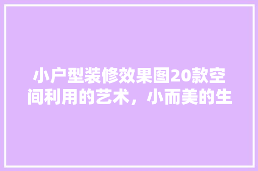 小户型装修效果图20款空间利用的艺术，小而美的生活美学