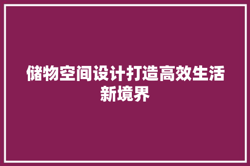 储物空间设计打造高效生活新境界