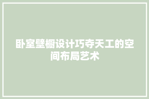卧室壁橱设计巧夺天工的空间布局艺术