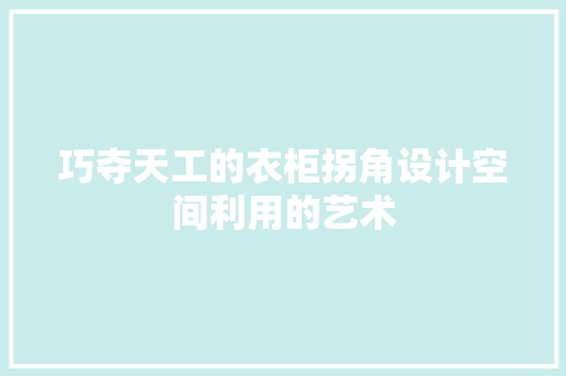 巧夺天工的衣柜拐角设计空间利用的艺术