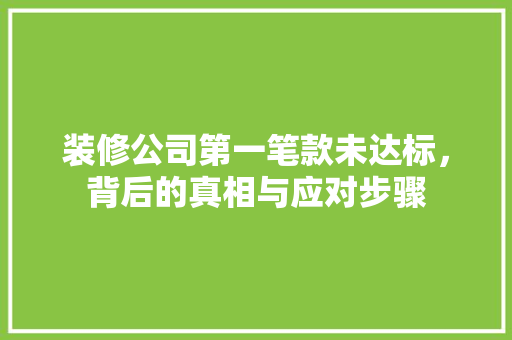 装修公司第一笔款未达标，背后的真相与应对步骤
