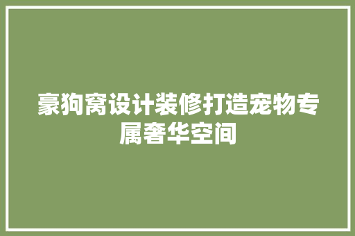 豪狗窝设计装修打造宠物专属奢华空间