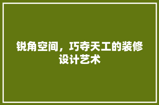 锐角空间，巧夺天工的装修设计艺术