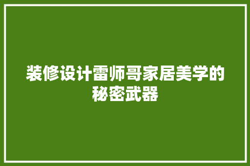 装修设计雷师哥家居美学的秘密武器