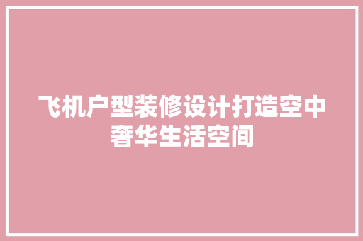 飞机户型装修设计打造空中奢华生活空间