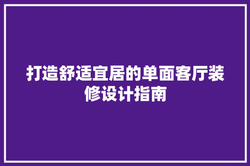 打造舒适宜居的单面客厅装修设计指南