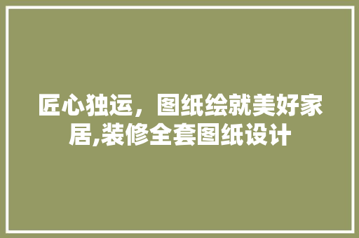 匠心独运，图纸绘就美好家居,装修全套图纸设计