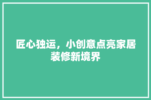 匠心独运，小创意点亮家居装修新境界