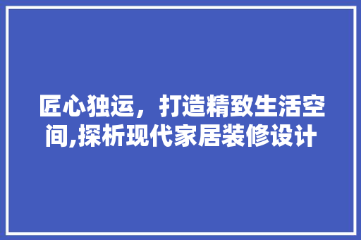 匠心独运，打造精致生活空间,探析现代家居装修设计例子