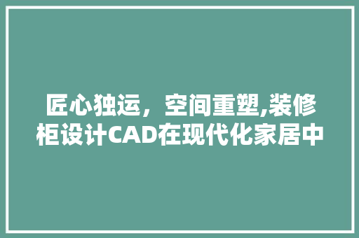 匠心独运，空间重塑,装修柜设计CAD在现代化家居中的应用与方法