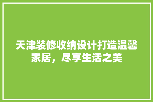 天津装修收纳设计打造温馨家居，尽享生活之美