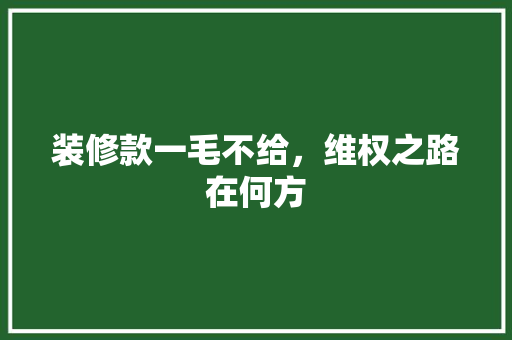 装修款一毛不给，维权之路在何方