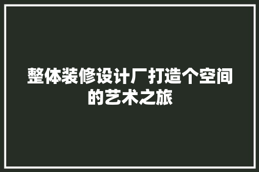 整体装修设计厂打造个空间的艺术之旅