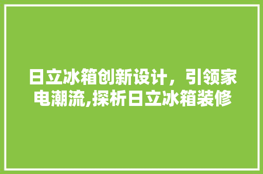 日立冰箱创新设计，引领家电潮流,探析日立冰箱装修设计之美