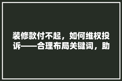 装修款付不起，如何维权投诉——合理布局关键词，助您轻松应对困境
