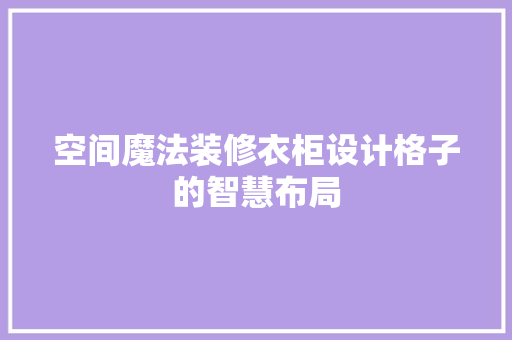 空间魔法装修衣柜设计格子的智慧布局