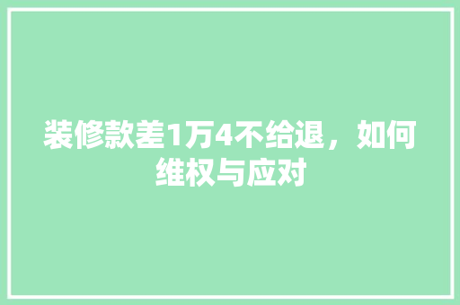 装修款差1万4不给退，如何维权与应对
