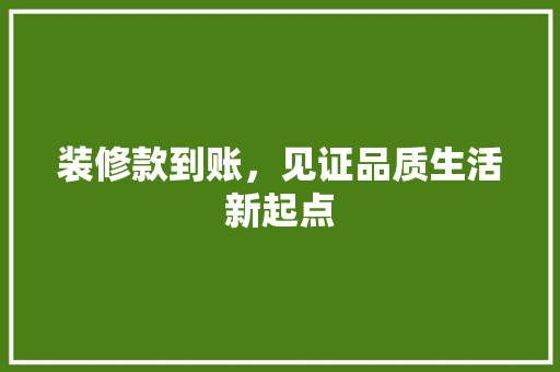 装修款到账，见证品质生活新起点