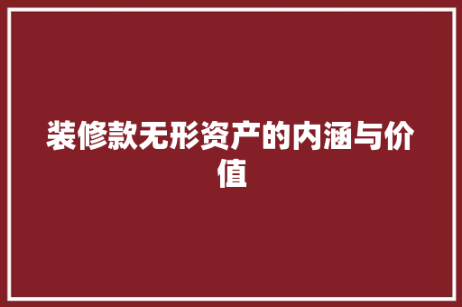 装修款无形资产的内涵与价值