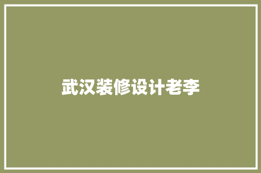 武汉装修设计老李