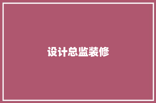 设计总监装修