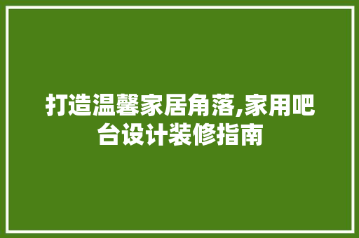 打造温馨家居角落,家用吧台设计装修指南