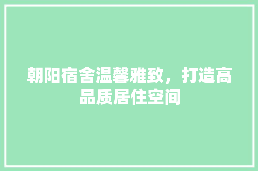 朝阳宿舍温馨雅致，打造高品质居住空间