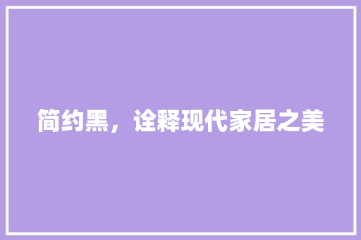 简约黑，诠释现代家居之美