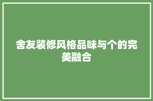 舍友装修风格品味与个的完美融合
