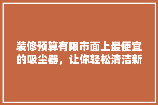 装修预算有限市面上最便宜的吸尘器，让你轻松清洁新家！