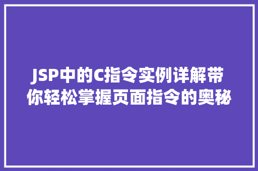 JSP中的C指令实例详解带你轻松掌握页面指令的奥秘