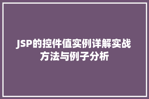 JSP的控件值实例详解实战方法与例子分析