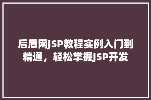 后盾网JSP教程实例入门到精通，轻松掌握JSP开发