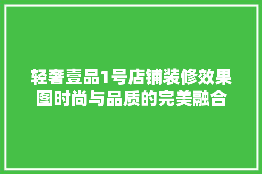 轻奢壹品1号店铺装修效果图时尚与品质的完美融合