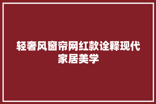 轻奢风窗帘网红款诠释现代家居美学