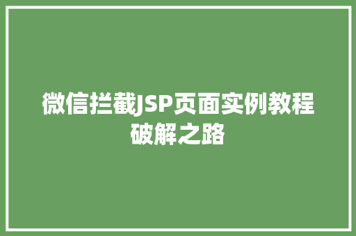 微信拦截JSP页面实例教程破解之路 第1张 微信拦截JSP页面实例教程破解之路 第1张